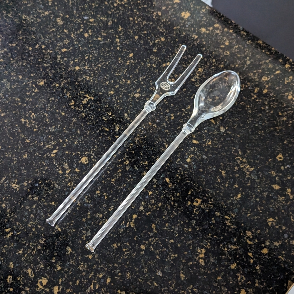 Glass serving utensils